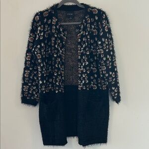 Chic Leopard Print Fuzzy Cardigan